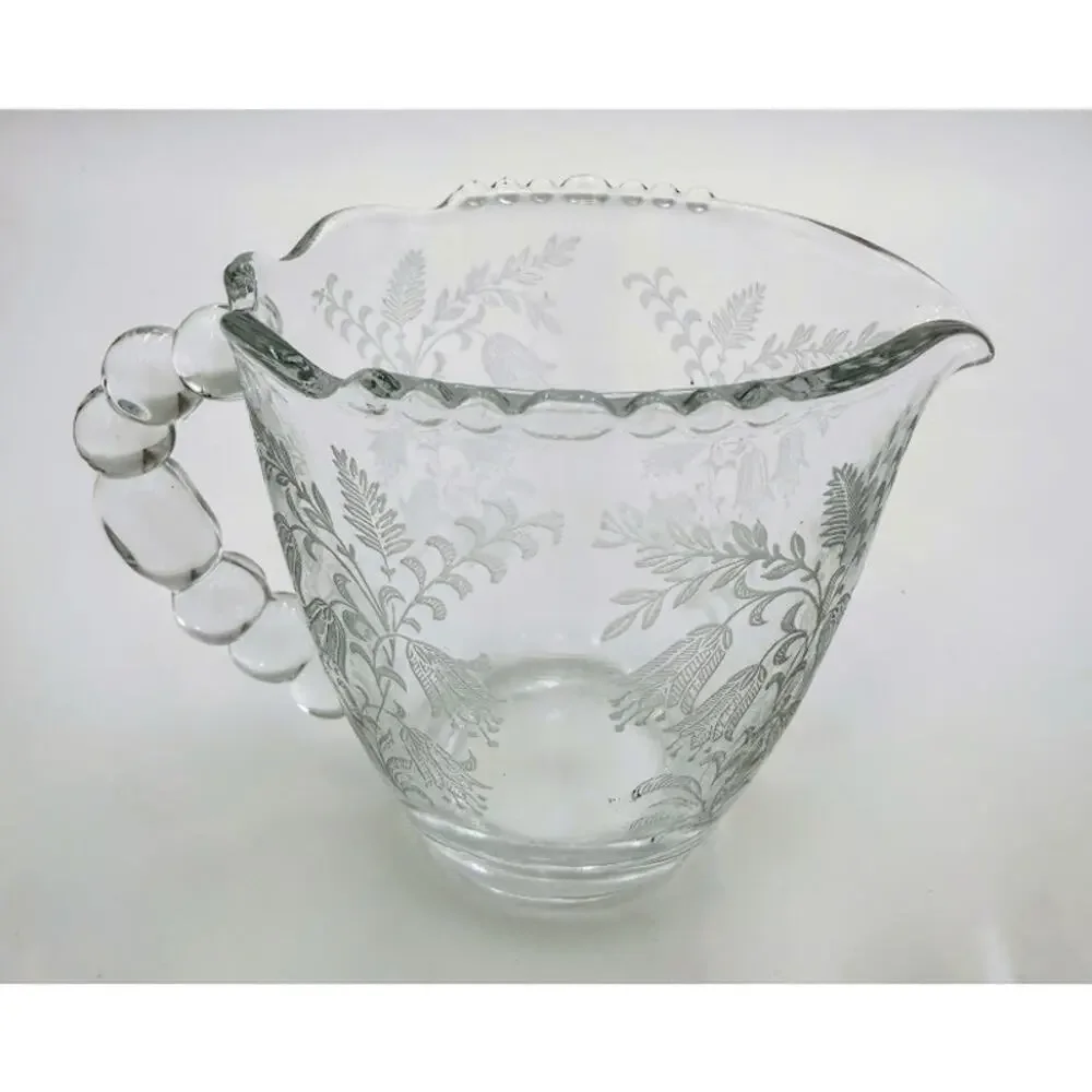 Vintage Tiffin Cherokee Rose Etched Glass Creamer & Sugar Set
